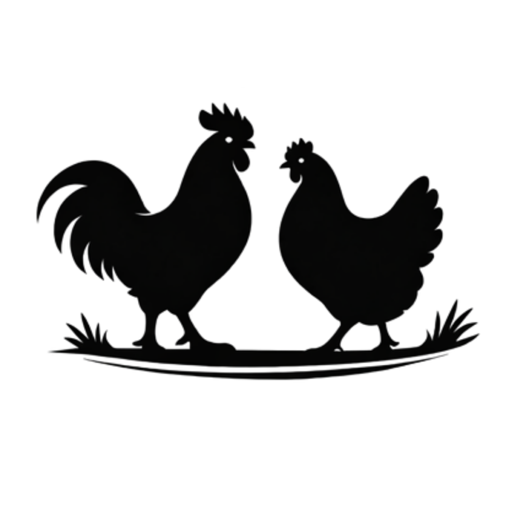 Chicken Couple Silhouette - Vinyl Sticker - 0031